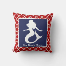 Mermaid Red White Blue Nautical Personalize Name