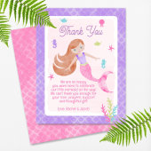 Mermaid Redhead Red Hair Waterverf Baby shower Bedankkaart