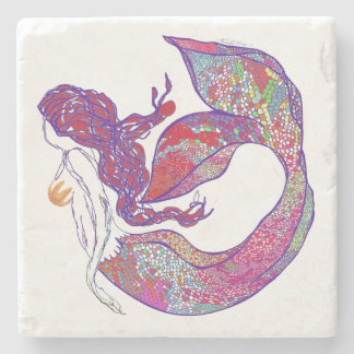 Mermaid - Reds Stenen Onderzetter