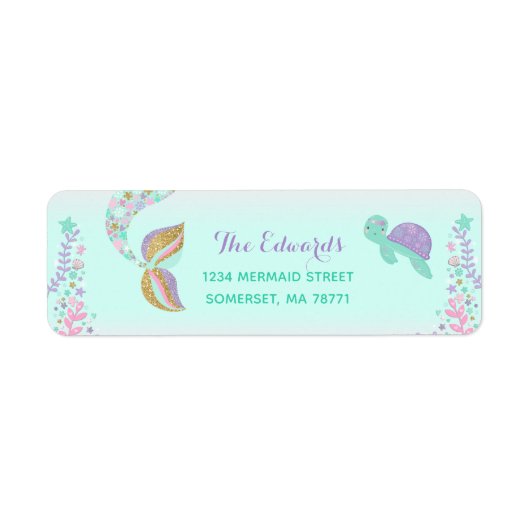 Mermaid Return Address Labels Mermaid Party (Voorkant)