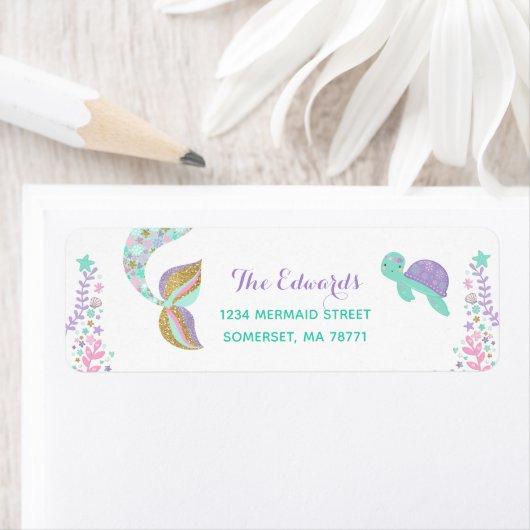 Mermaid Return Address Labels Mermaid Party (Insitu)
