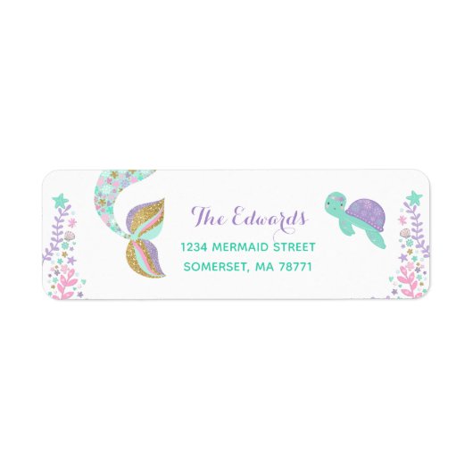 Mermaid Return Address Labels Mermaid Party (Voorkant)