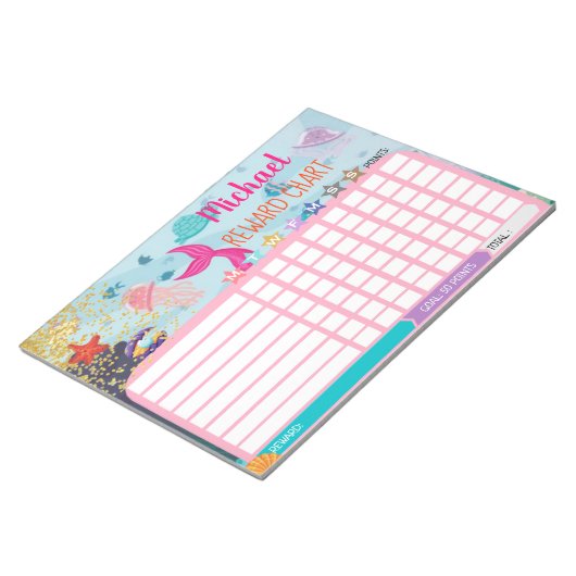 Mermaid Reward Chart Chore Chart blue Notitieblok (Schuin)