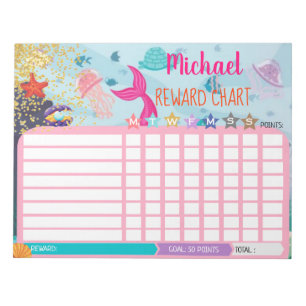 Mermaid Reward Chart Chore Chart blue Notitieblok