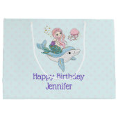Mermaid Riding a Dolphin under the Zee Birthday Groot Cadeauzakje (Achterkant)