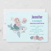 Mermaid Riding a Dolphin under the Zee Birthday Kaart (Voorkant)