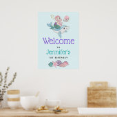 Mermaid Riding a Dolphin under the Zee Birthday Poster (Keuken)