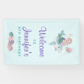 Mermaid Riding a Dolphin under the Zee Birthday Spandoek (Horizontaal)