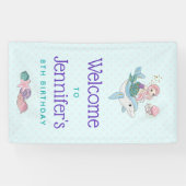 Mermaid Riding a Dolphin under the Zee Birthday Spandoek (Horizontaal)