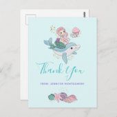 Mermaid Riding a Dolphin under Zee Dank u Briefkaart (Voorkant / Achterkant)