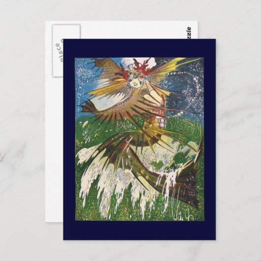 Mermaid Riding a Wave Briefkaart (Voorkant / Achterkant)