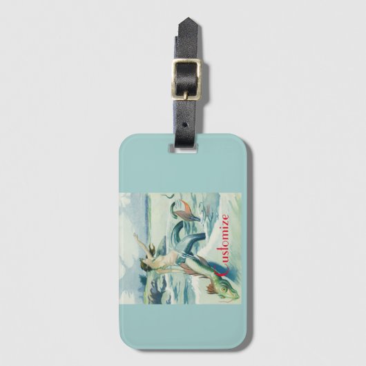 Mermaid Riding Zee Serpent Thunder_Cove Bagagelabel (Voorkant (verticaal))