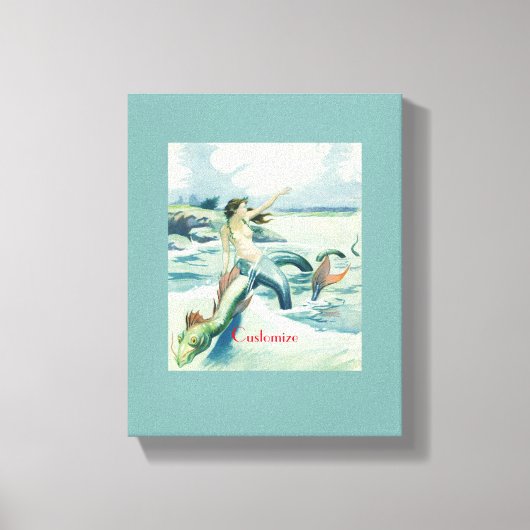 Mermaid Riding Zee Serpent Thunder_Cove Canvas Afdruk (Voorkant)