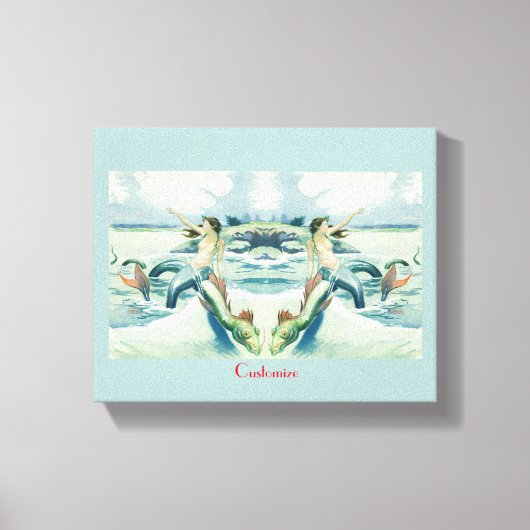 Mermaid Riding Zee Serpent Thunder_Cove Canvas Afdruk (Voorkant)