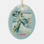 Mermaid Riding Zee Serpent Thunder_Cove Keramisch Ornament (Rechts)