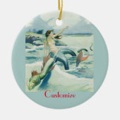Mermaid Riding Zee Serpent Thunder_Cove Keramisch Ornament (Voorkant)