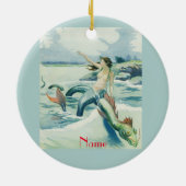 Mermaid Riding Zee Serpent Thunder_Cove Keramisch Ornament (Achterkant)