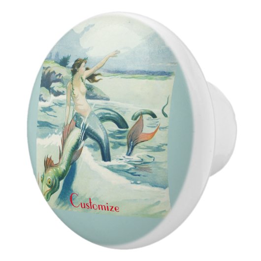Mermaid Riding Zee Serpent Thunder_Cove Keramische Knop (Rechts)