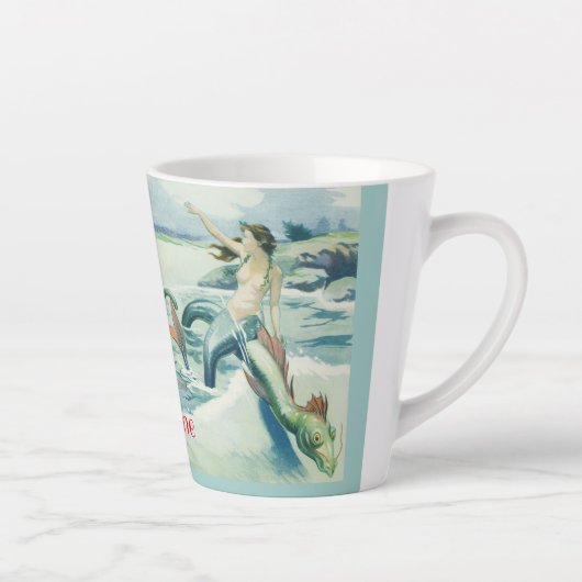 Mermaid Riding Zee Serpent Thunder_Cove Latte Mok (Rechts)