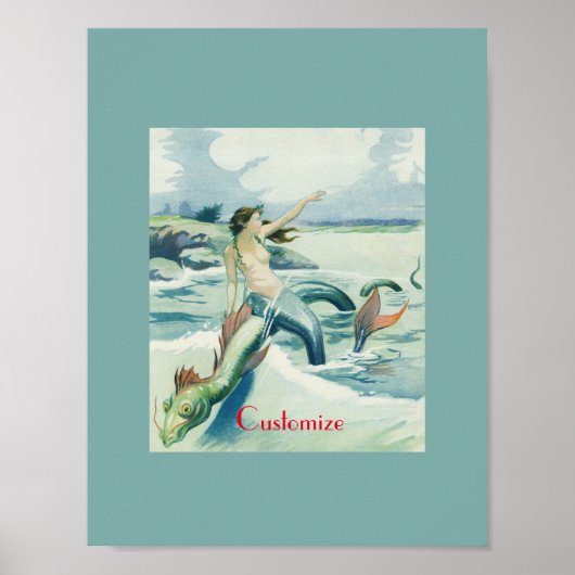 Mermaid Riding Zee Serpent Thunder_Cove Poster (Voorkant)