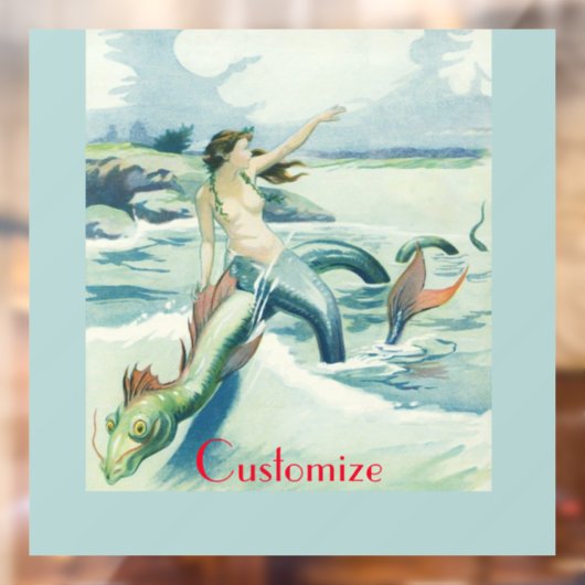 Mermaid Riding Zee Serpent Thunder_Cove Raamsticker (Vel 2)