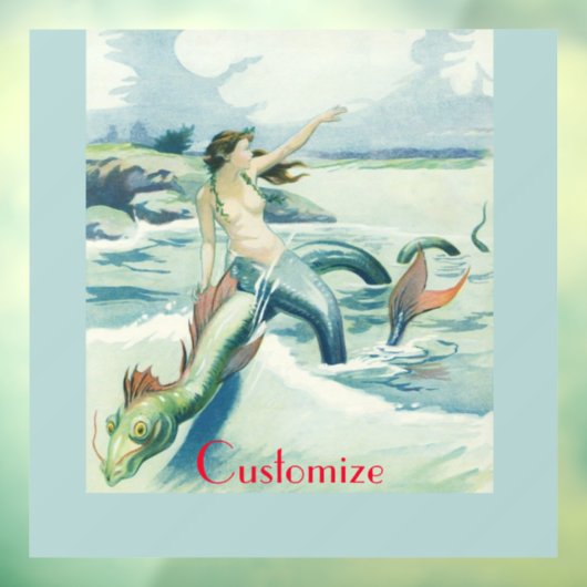 Mermaid Riding Zee Serpent Thunder_Cove Raamsticker (Vel 3)