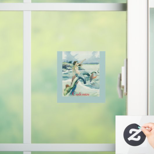 Mermaid Riding Zee Serpent Thunder_Cove Raamsticker (Huis)