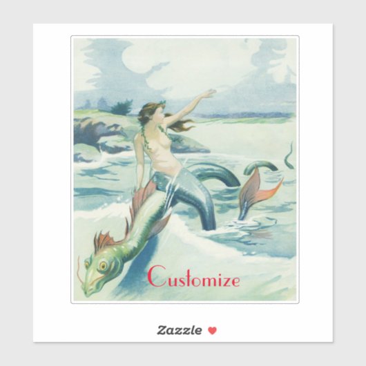 Mermaid Riding Zee Serpent Thunder_Cove Sticker (Vel)