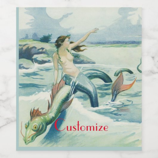 Mermaid Riding Zee Serpent Thunder_Cove Wijn Etiket (Enkel label)