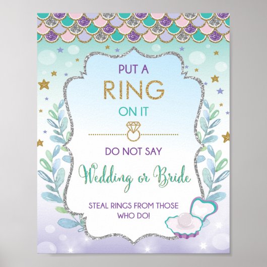 Mermaid Ring Game Wedding of Bride Vrijgezellenfee Poster (Voorkant)