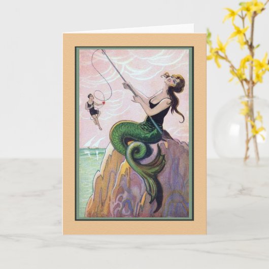  Mermaid Romantic Love Card Kaart (Gele Bloem)