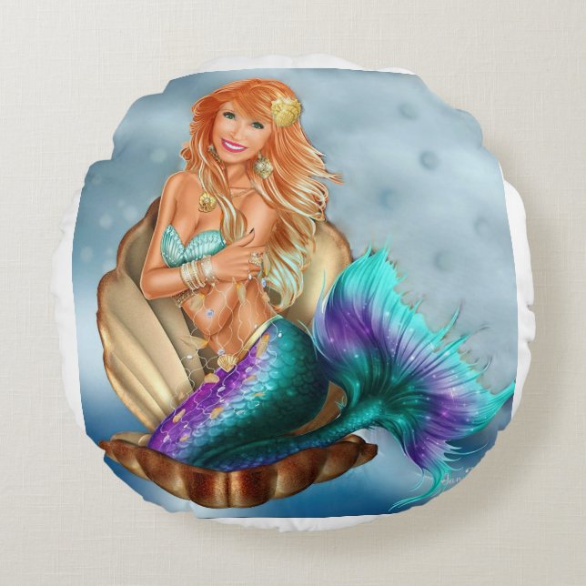 Mermaid ronde kussen (Voorkant)
