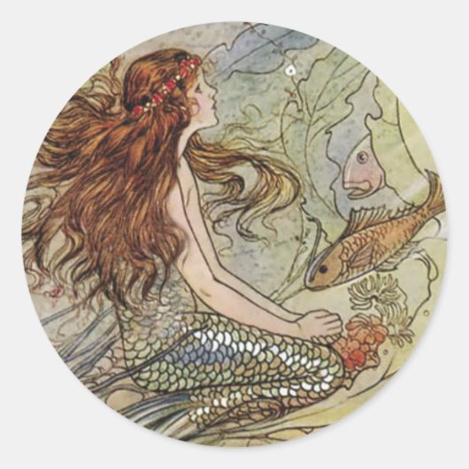 Mermaid Ronde Sticker (Voorkant)