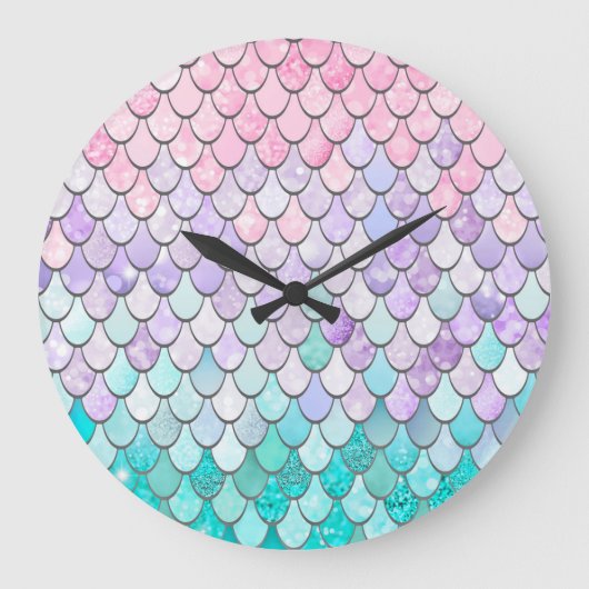 Mermaid Room Decor Clock, Pastel Grote Klok (Voorkant)