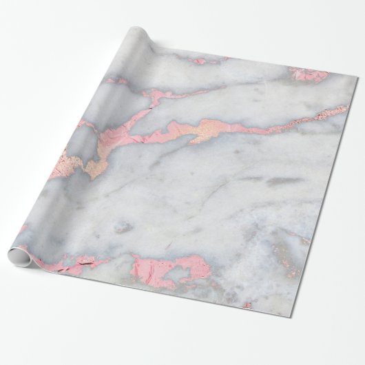 Mermaid Rosegold Glitter Marble Cadeaupapier (Uitgerold)