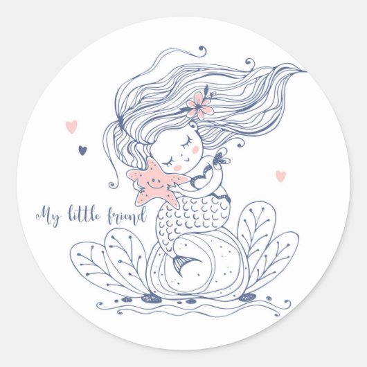 Mermaid Round Sticker (Voorkant)