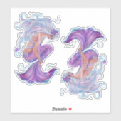 Mermaid roze en paarse kunst van Renee Lavoie Sticker (Vel)