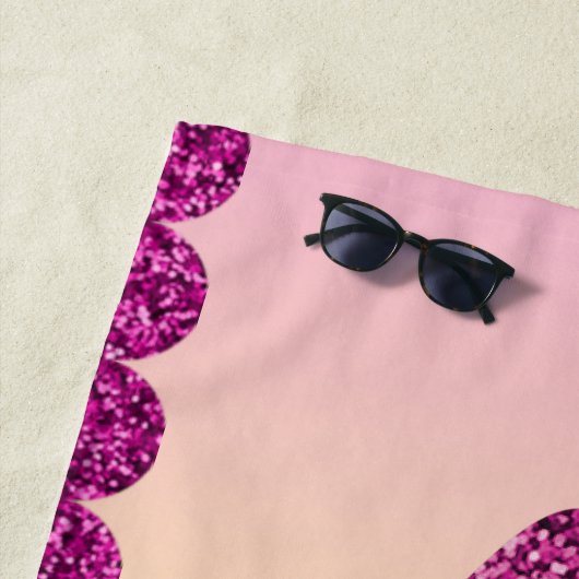 Mermaid roze glitter strandlaken (In situ)