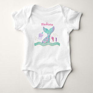 Mermaid roze goud onder het Zee Baby Romper