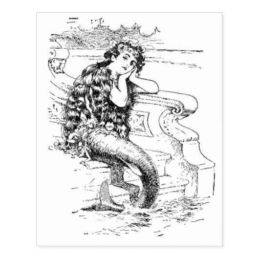 Mermaid  Rubber Art Stamp Rubberstempel (Afrduk)