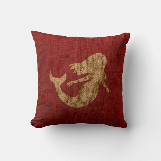 Mermaid - Rustic Red Kussen (Voorkant)