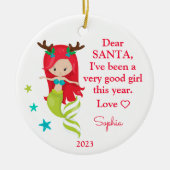 Mermaid Santa Ik ben een goed meisje met kerstmis. Keramisch Ornament (Voorkant)