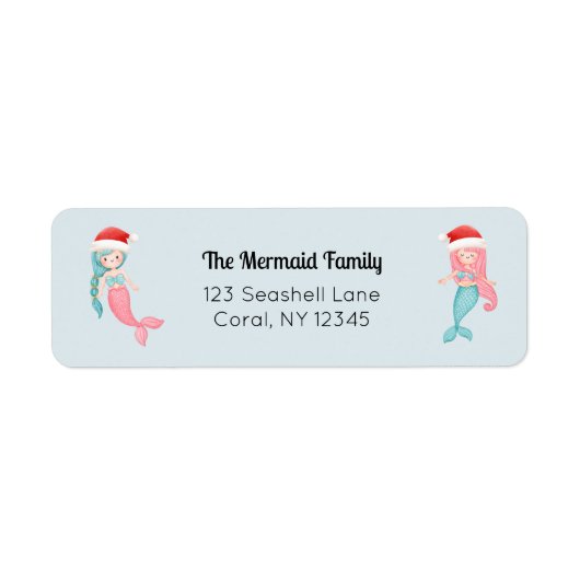 Mermaid Santa Retouradres Etiket (Voorkant)