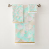 MERMAID SCALE AQUA GOLD BATHROOM TOWEL SET BAD HANDDOEK (Insitu)