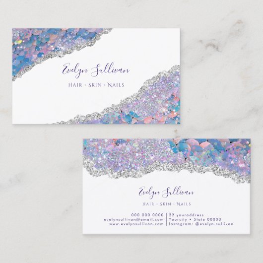 Mermaid Scale Glitter Sequin Visitekaartje (Voorkant / Achterkant)