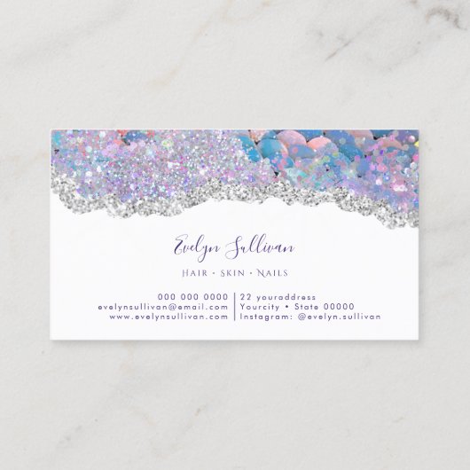 Mermaid Scale Glitter Sequin Visitekaartje (Achterkant)