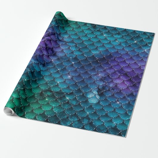 Mermaid Scale Jewel Tone Wrapping Paper Cadeaupapier (Uitgerold)