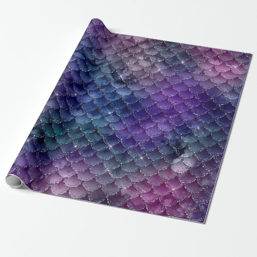 Mermaid Scale Jewel Tone Wrapping Paper Cadeaupapier (Uitgerold)