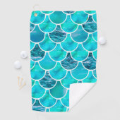 Mermaid scale patroon turquoise green blue golfhanddoek (Insitu)