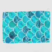 Mermaid scale patroon turquoise green blue golfhanddoek (Horizontaal)